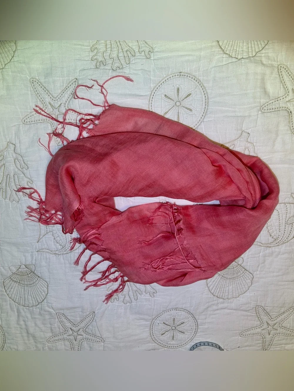 23” X 83” Talbots Lightweight Coral Wrap Scarf Shawl Sarong Pareo Cover Up. OS